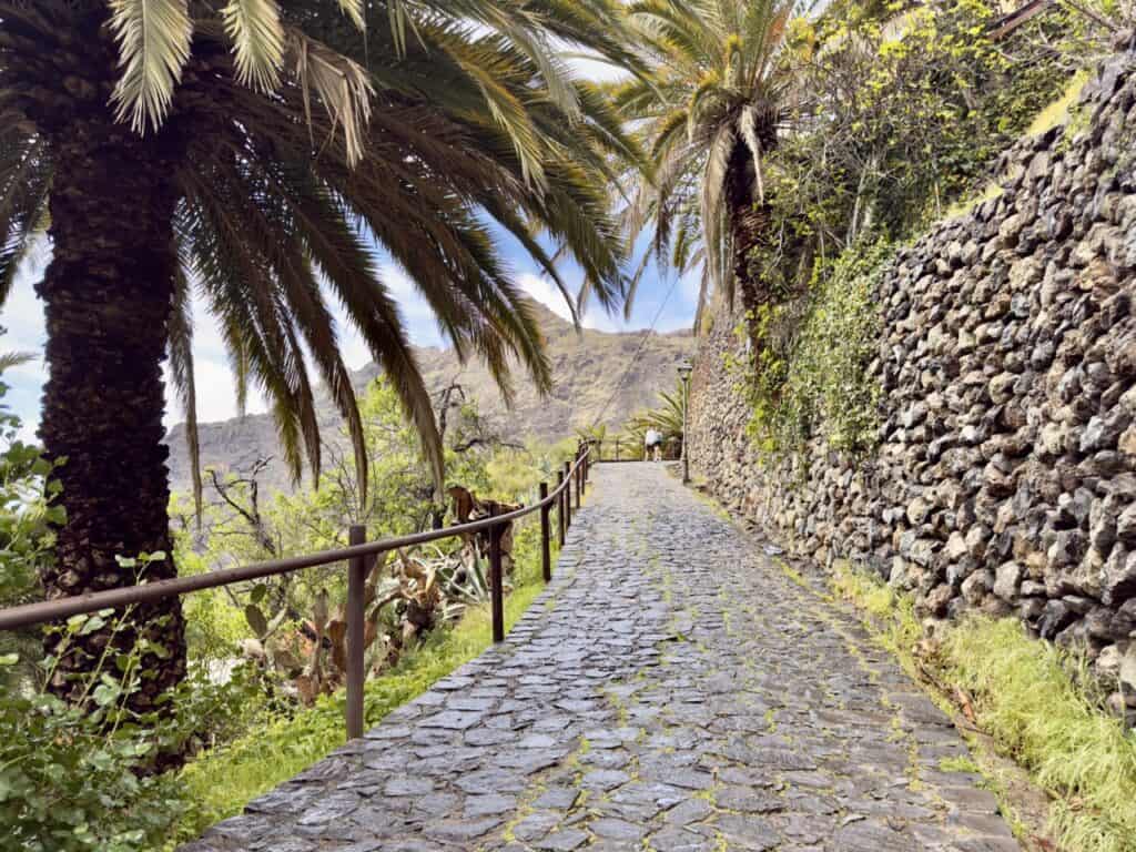 The walking trail through town in Masca