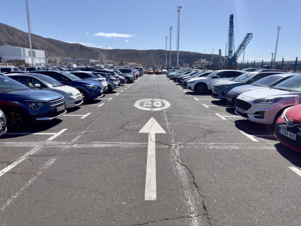 Parking at the ferry dock in Tenerife