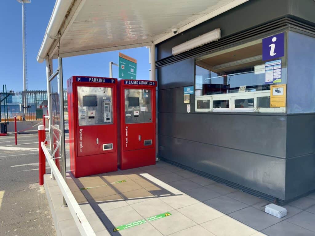 The cash payment machines at the ferry dock in Tenerife