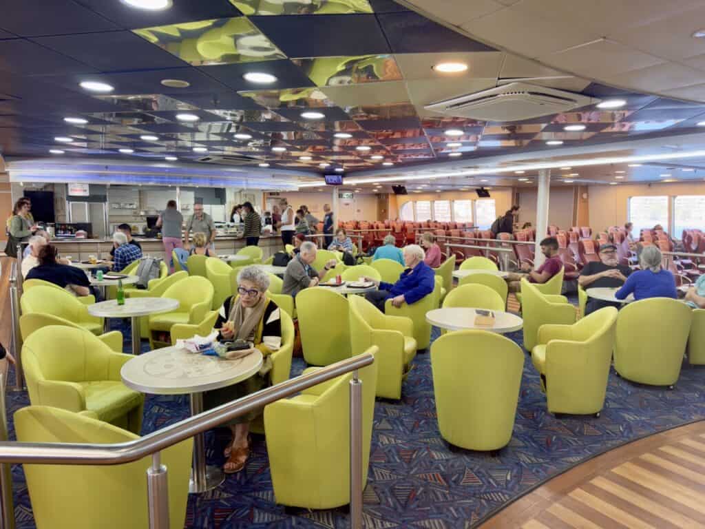 Seating and tables on an Armas ferry between the Canary Islands