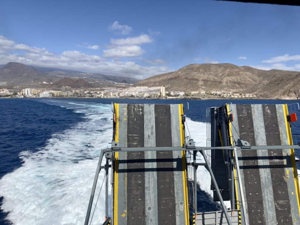 The ferry traveling from Tenerife