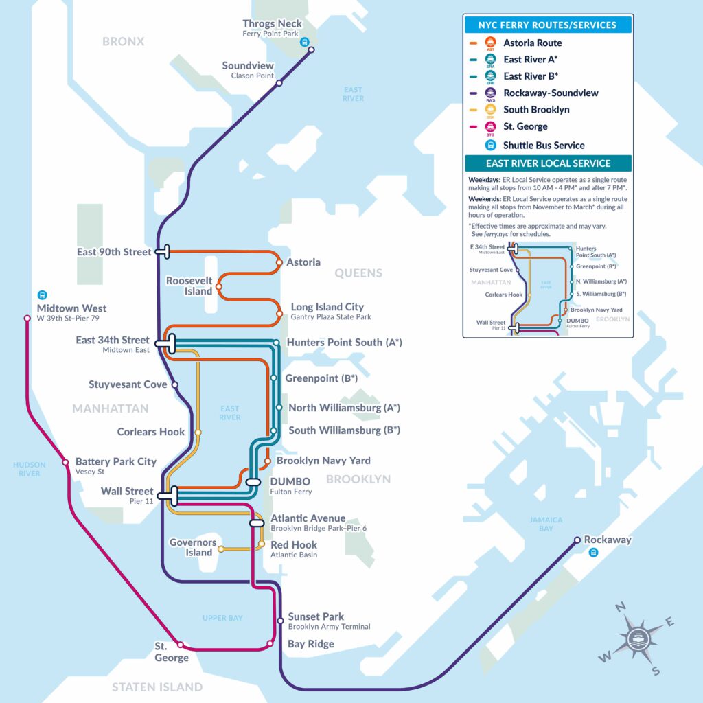 Governors Island ferry map