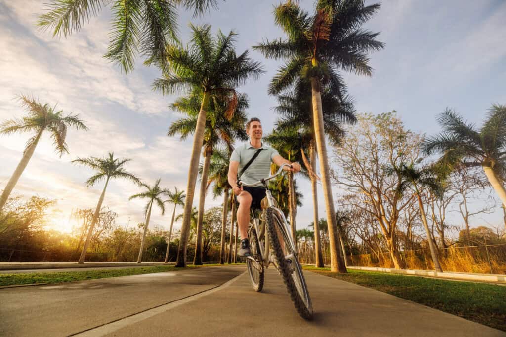 Jared Dillingham riding a bike through Nuevo Nayarit Mexico