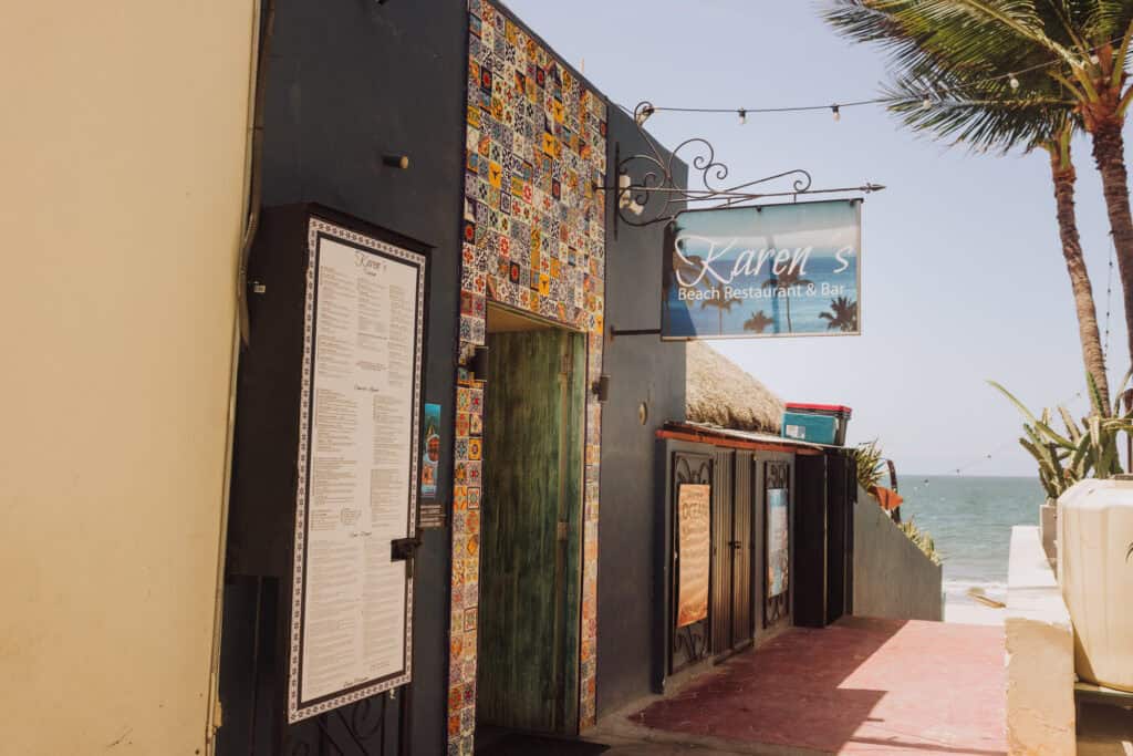 A sign for Karen's Place in Bucerias Mexico