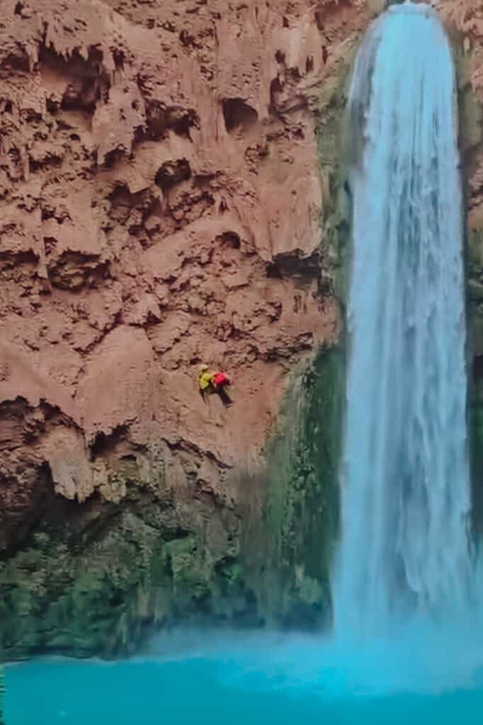 An injured hiker at Mooney Falls