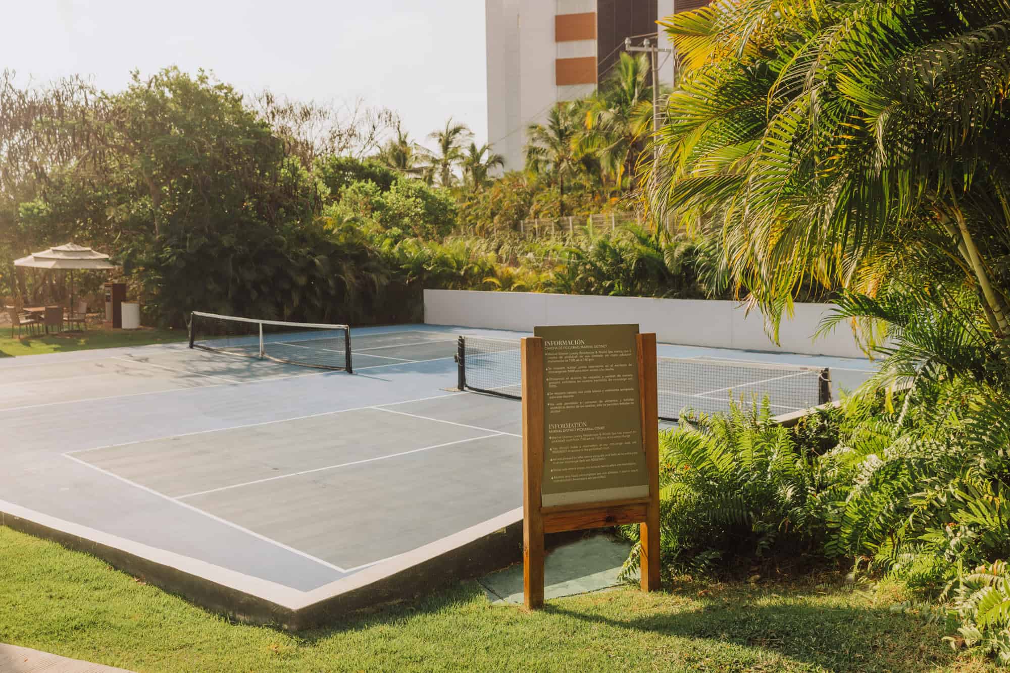 the pickleball court at Marival