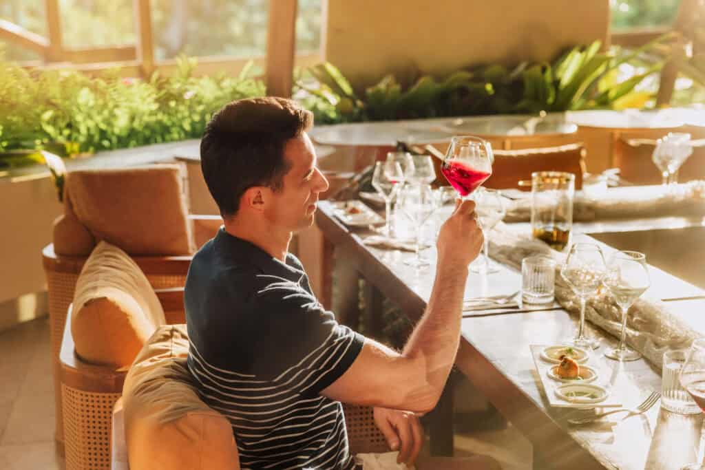 Jared Dillingham at a wine tasting at Brunello Wine Bar