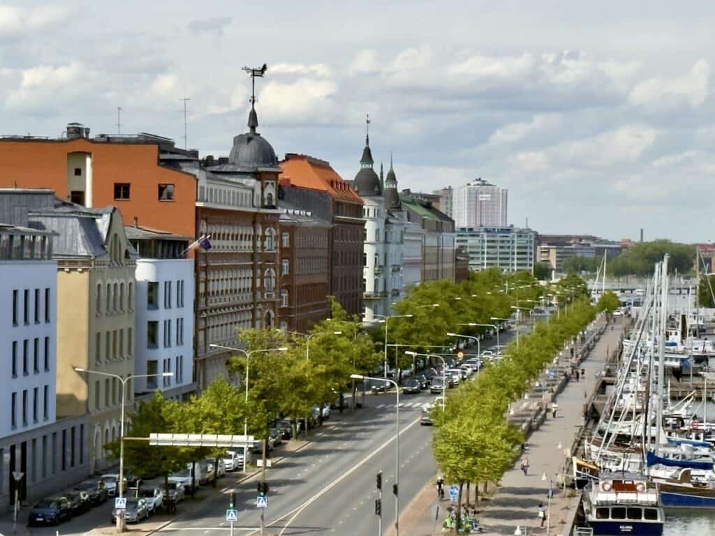 The skyline near the harbor of Helsinki