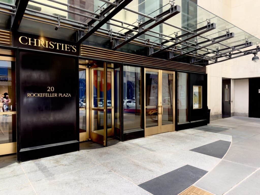 The exterior of Christie's auction headquarters at 20 Rock in NYC