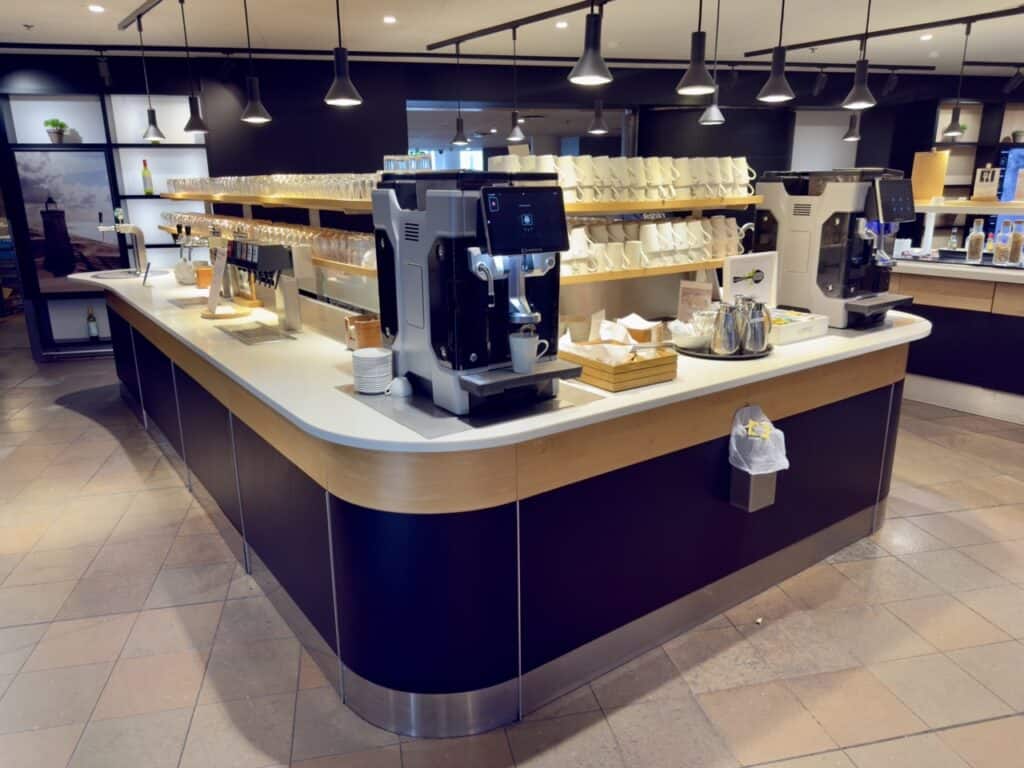 The coffee bar at the SAS airport lounge