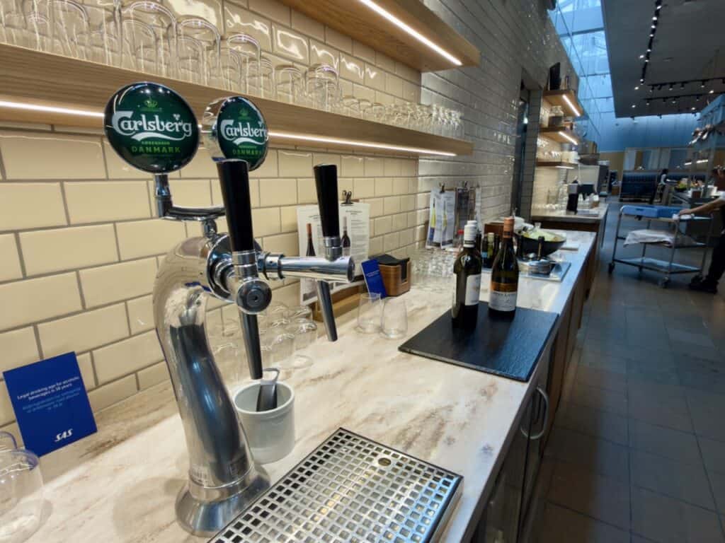 Beer on tap at the SAS lounge in Copenhagen