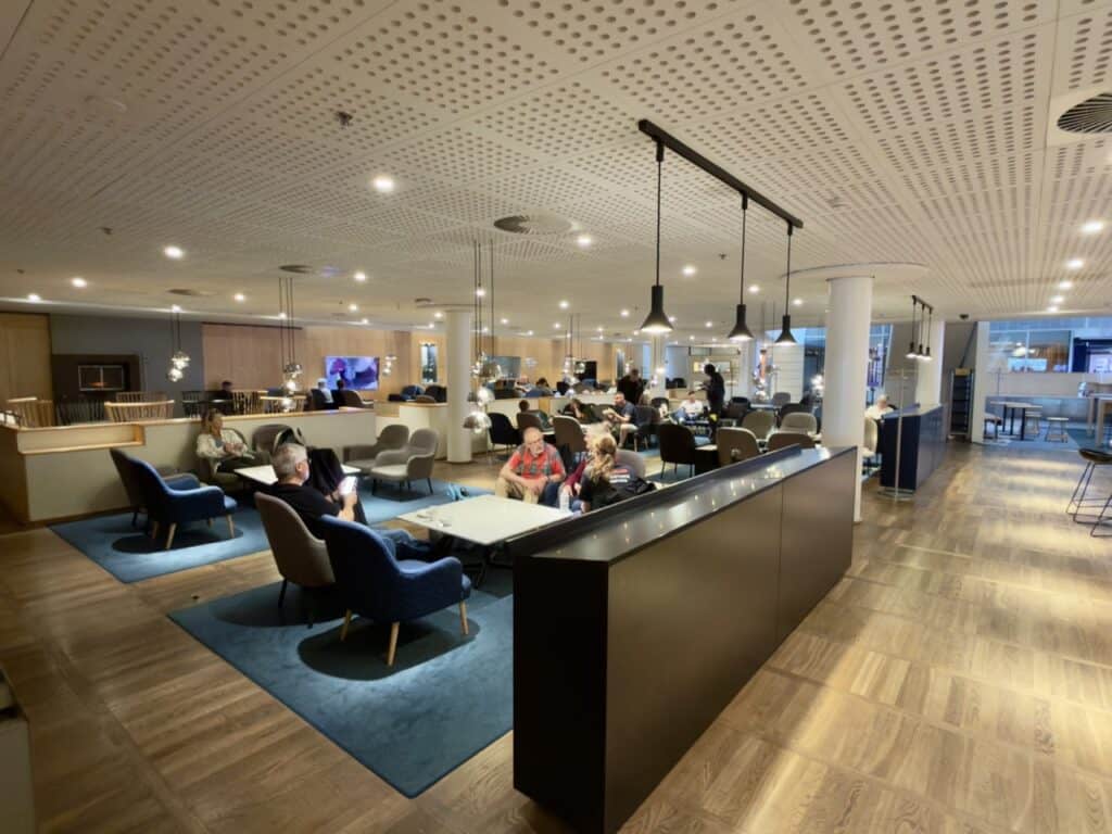 People in the SAS airport lounge in Copenhagen