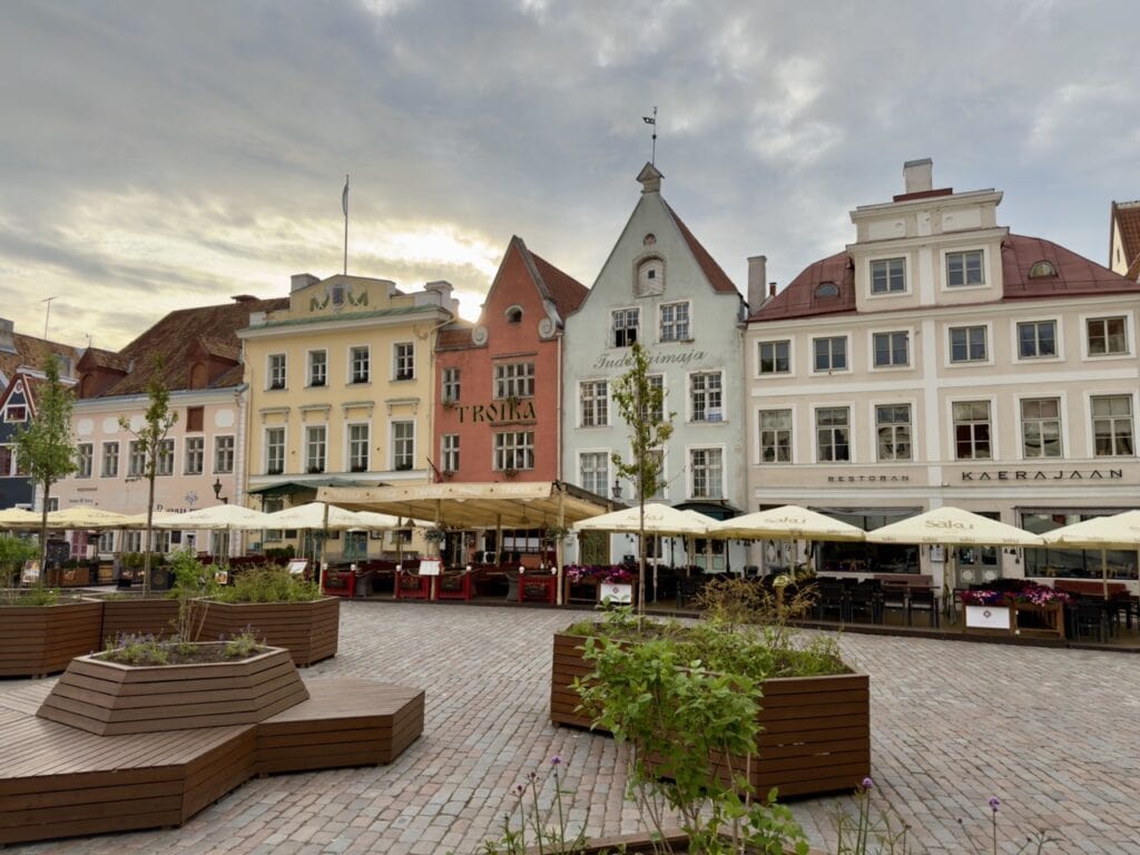 The main city center square in Tallinn, Estonia
