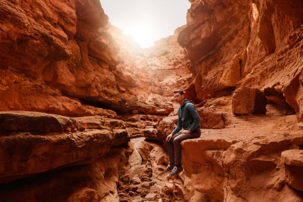 Jared Dillingham hiking at Cathedral Wash near Lees Ferry in Arizona