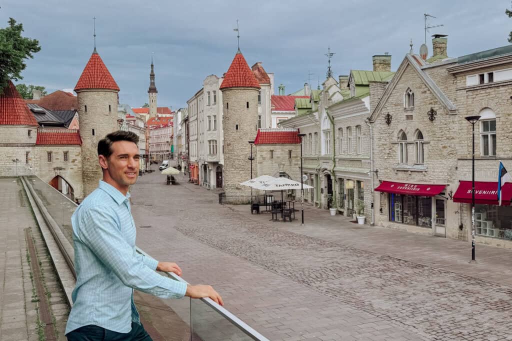 Jared Dillingham outside the walled gates of Tallinn, Estonia