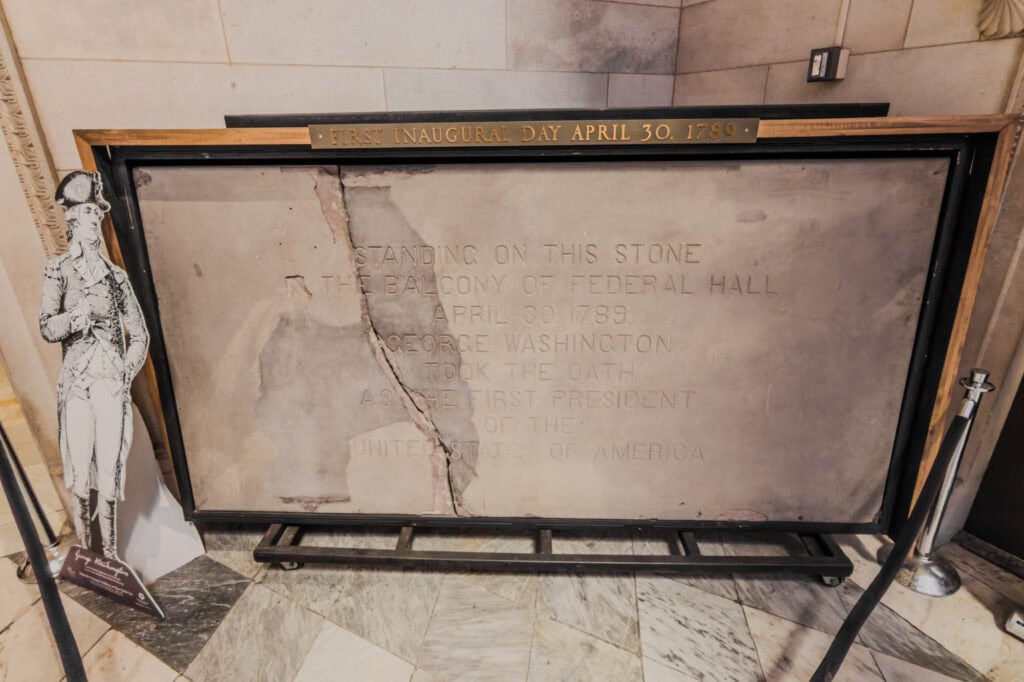 Washington took the oath of office on this stone slab