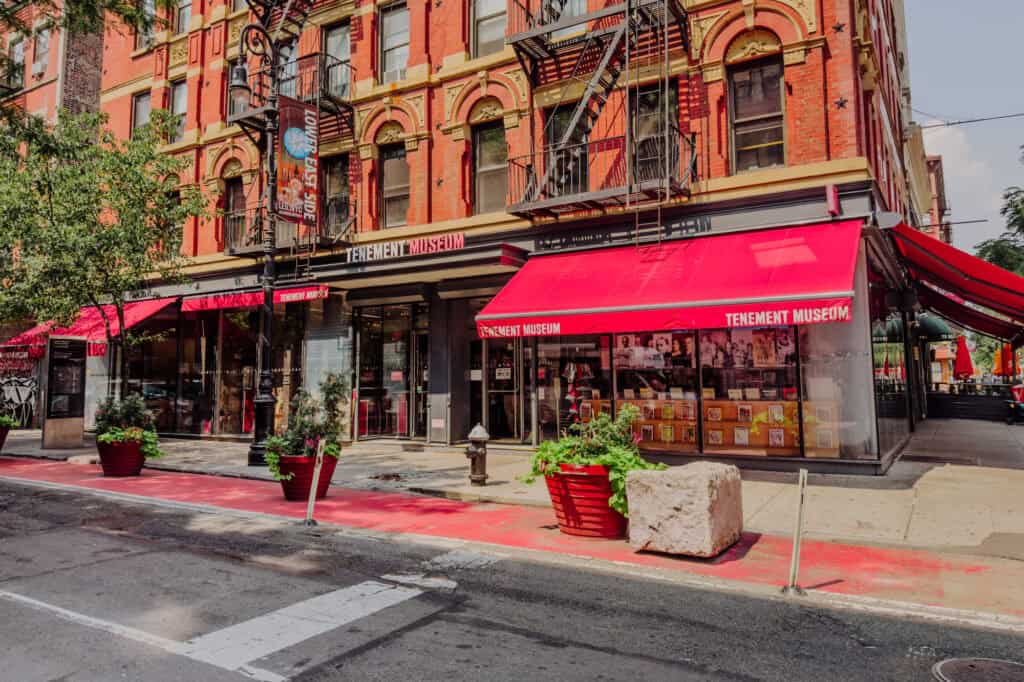 An exterior of the Tenement Museum in Lower Manhattan
