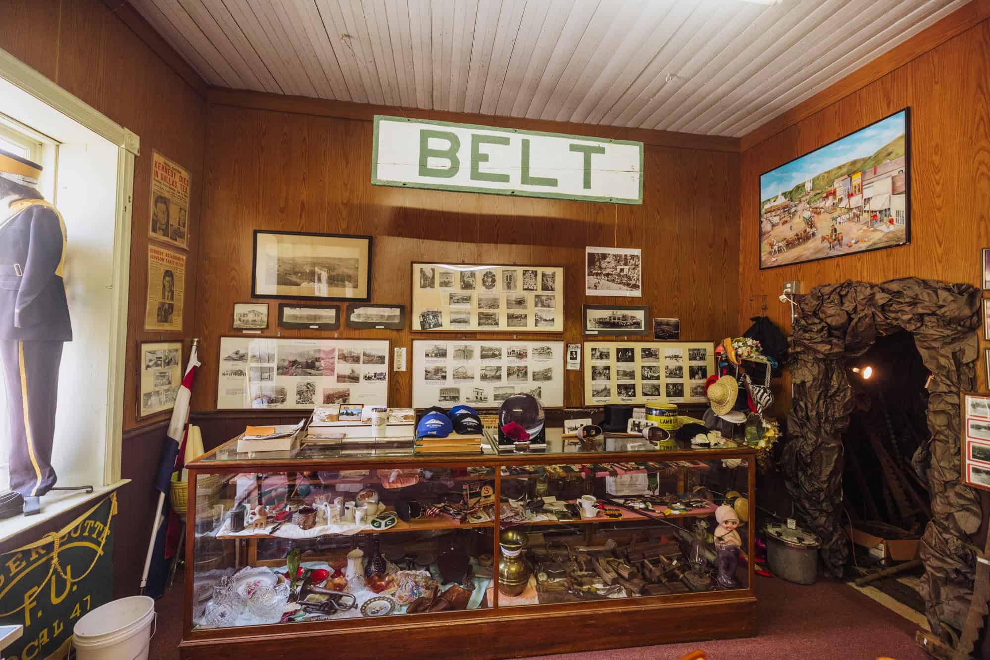 Inside the town museum in Belt, MT