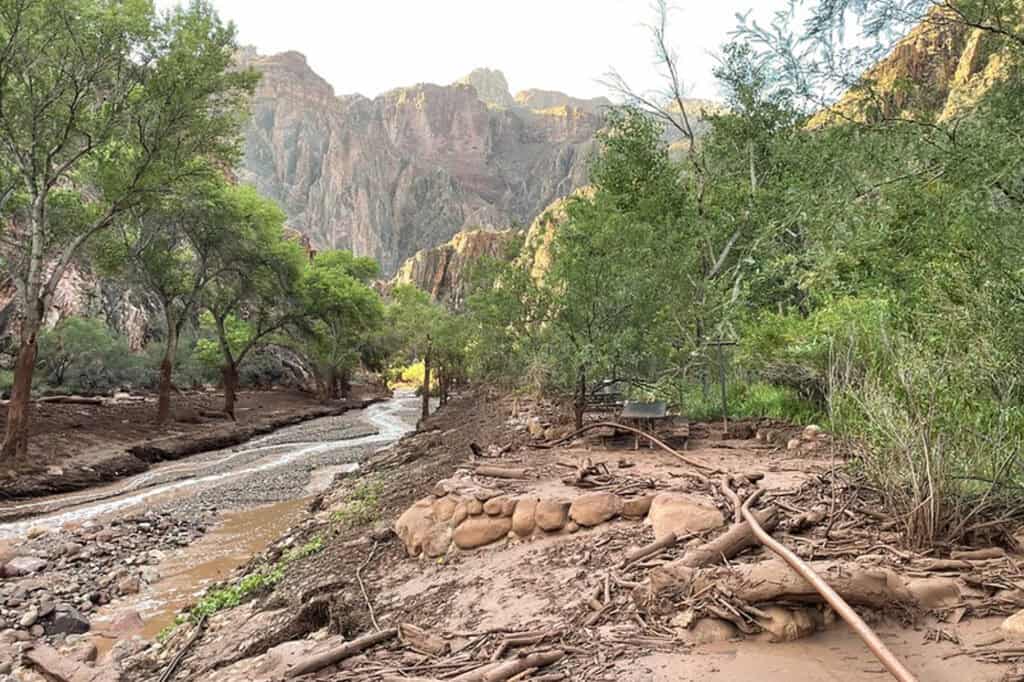 flood damage along bright angel creek