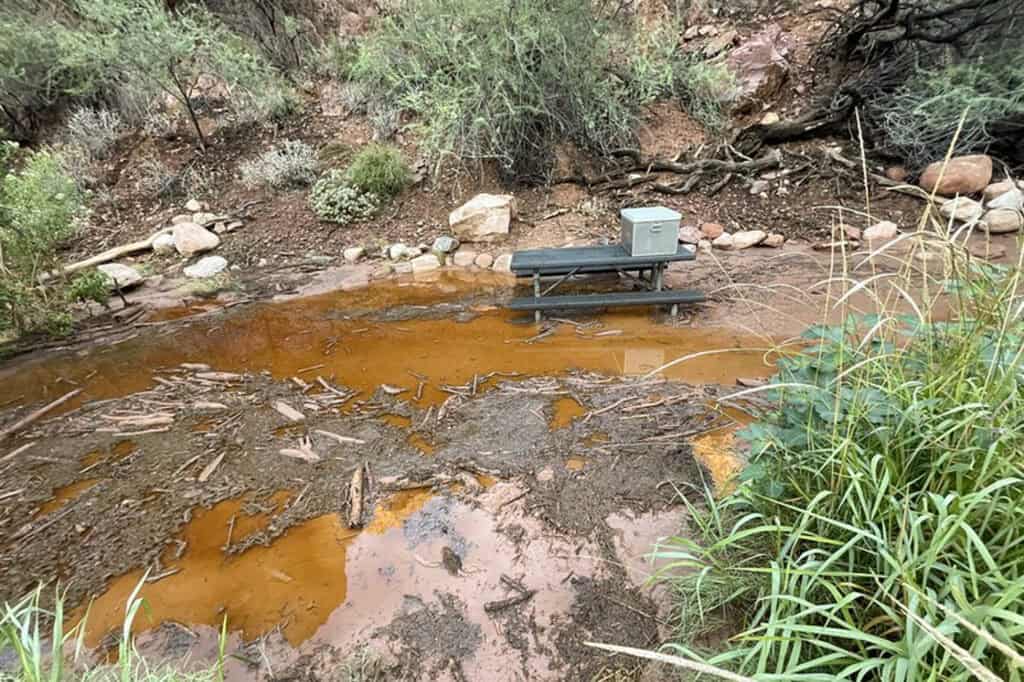 A campsight at Bright Angel, after the 2026 flash flood