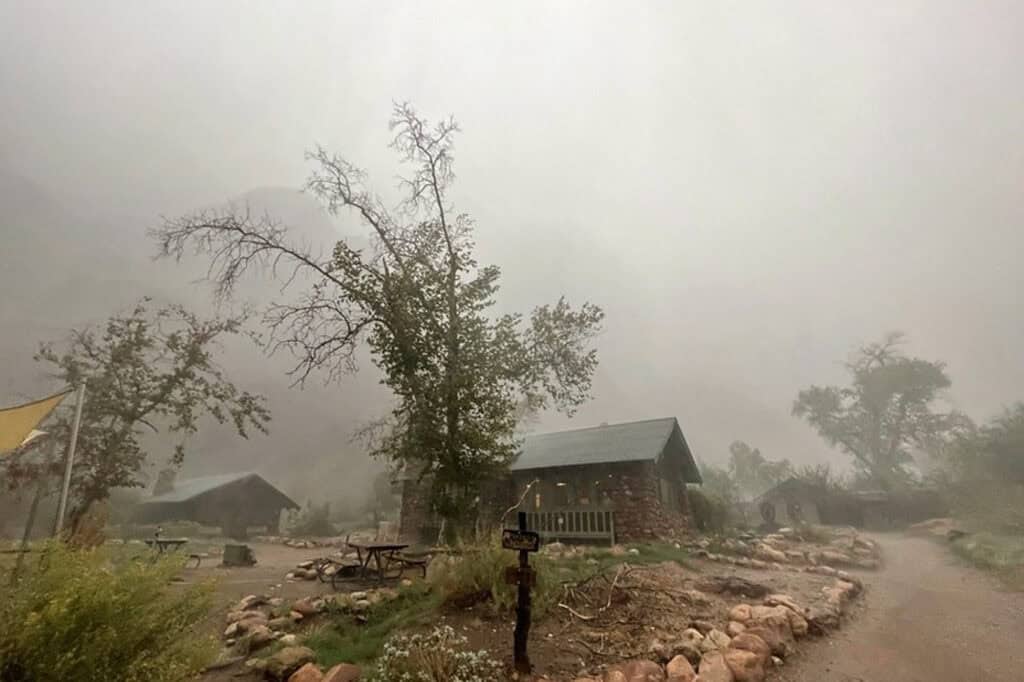 The monsoon storm hitting Phantom Ranch, before the flash flood in 2026