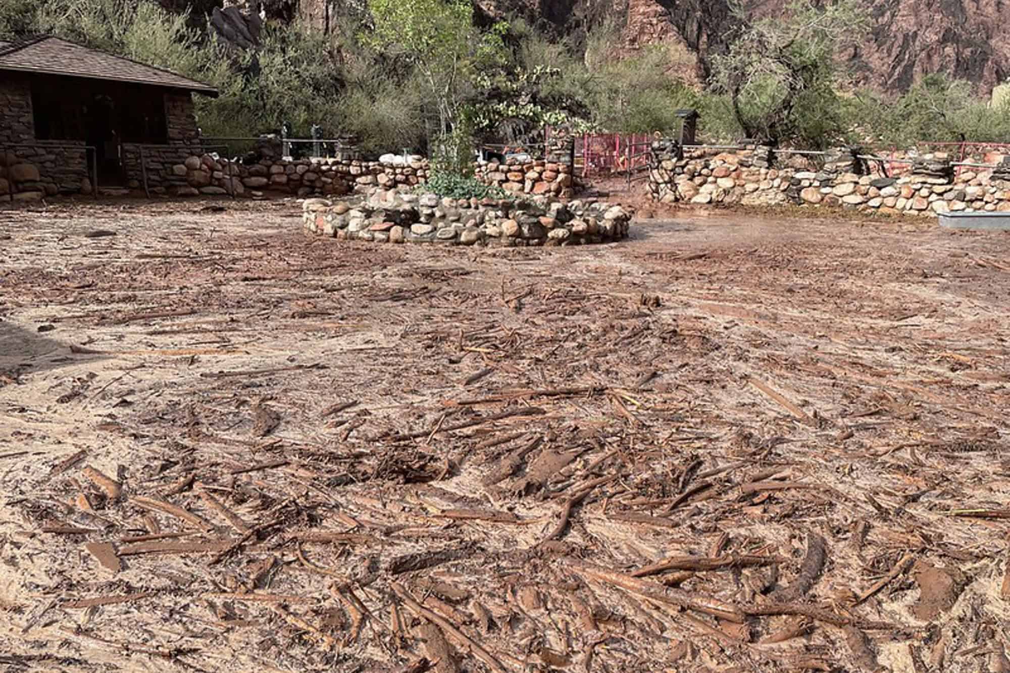 Flash flood damage near Phantom Ranch in the Grand Canyon