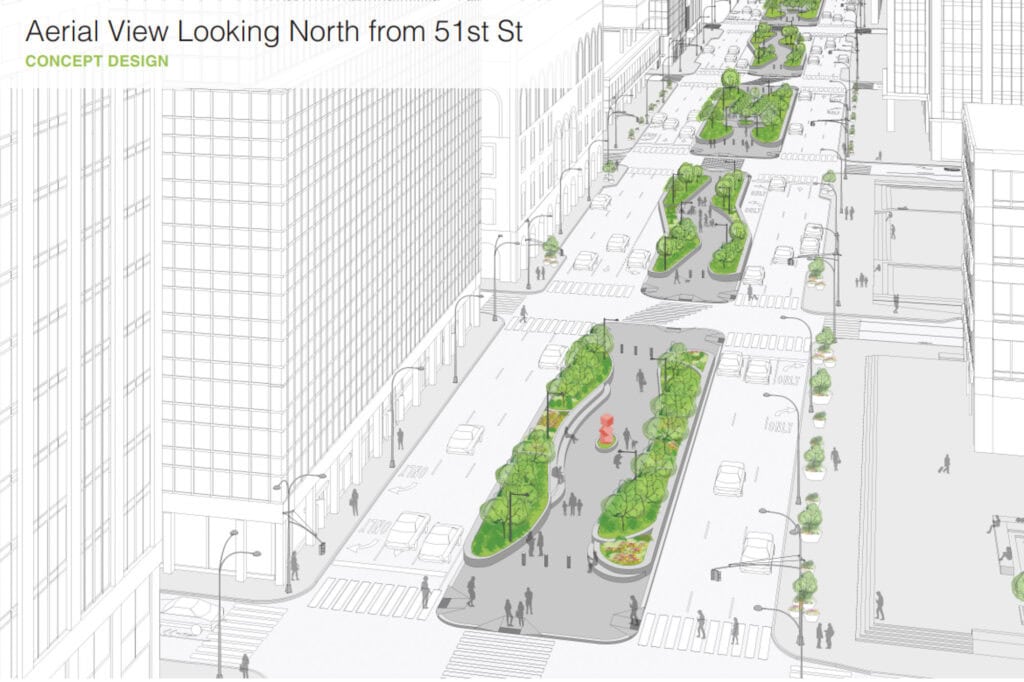 An artist rendering of the Park Avenue redesign
